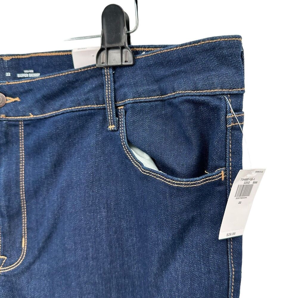 Old Navy Jeans Plus Size 22 Women's Dark Wash High Rise Super Skinny Stretch NWT - Picture 3 of 7